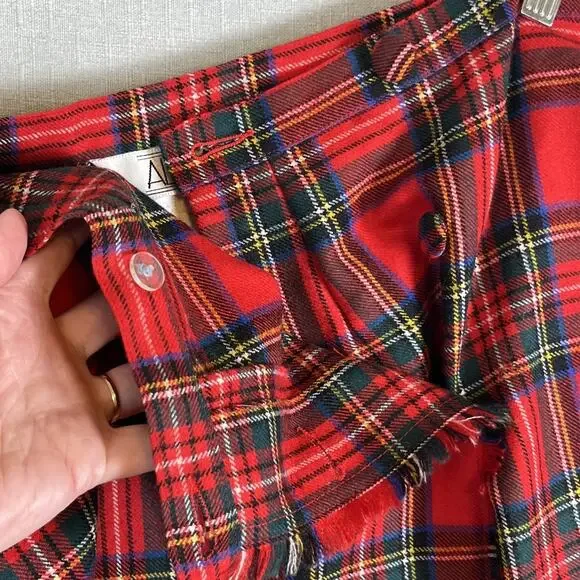 VTG Aljean 100% Wool Pleated Kilt Wrap Size 8 Midi Long Skirt Midi Canada Red - Picture 10 of 10